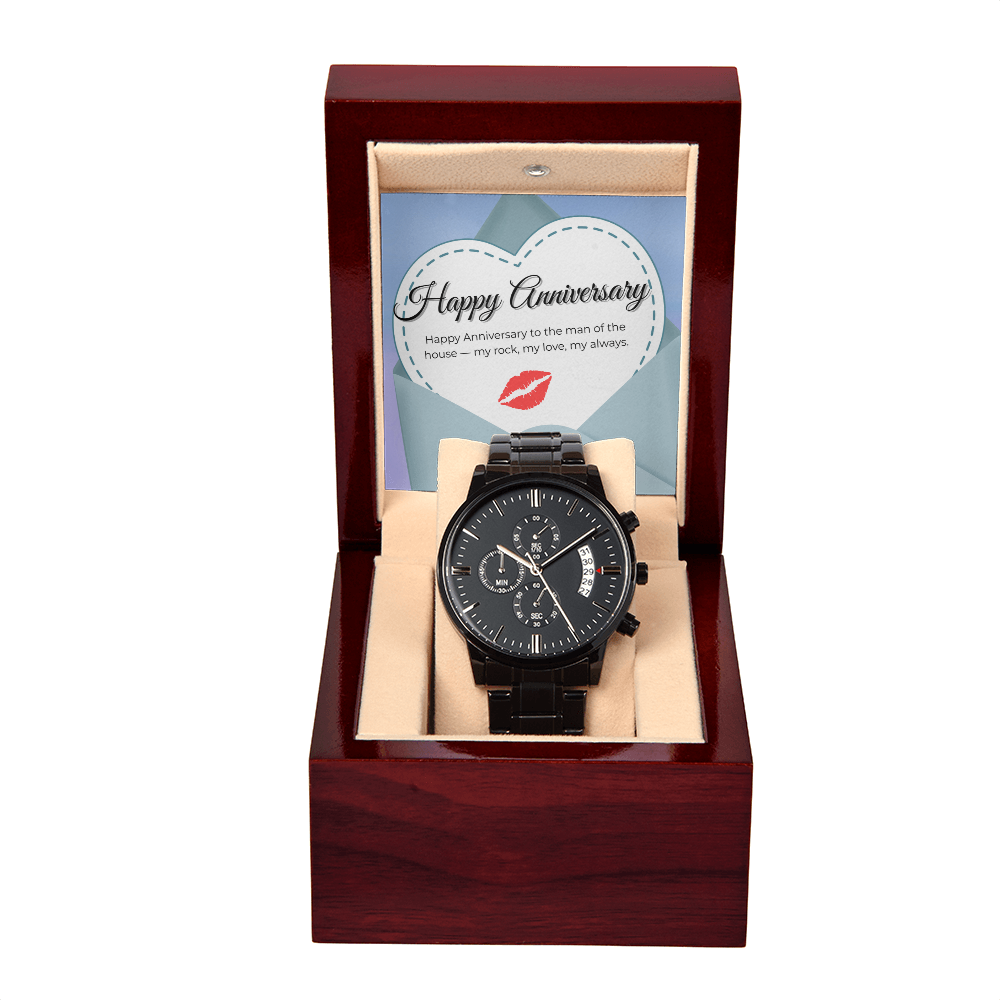 Noir Chronograph Watch for Him - Happy Anniversary
