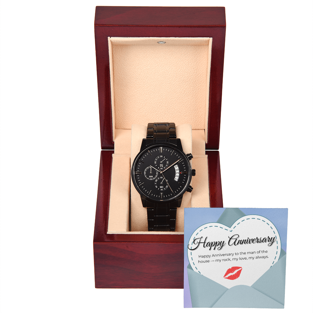 Noir Chronograph Watch for Him - Happy Anniversary