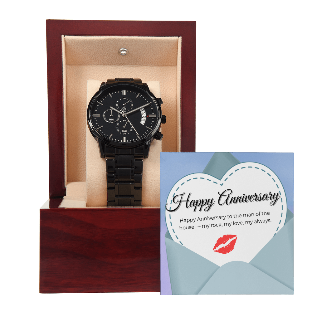 Noir Chronograph Watch for Him - Happy Anniversary